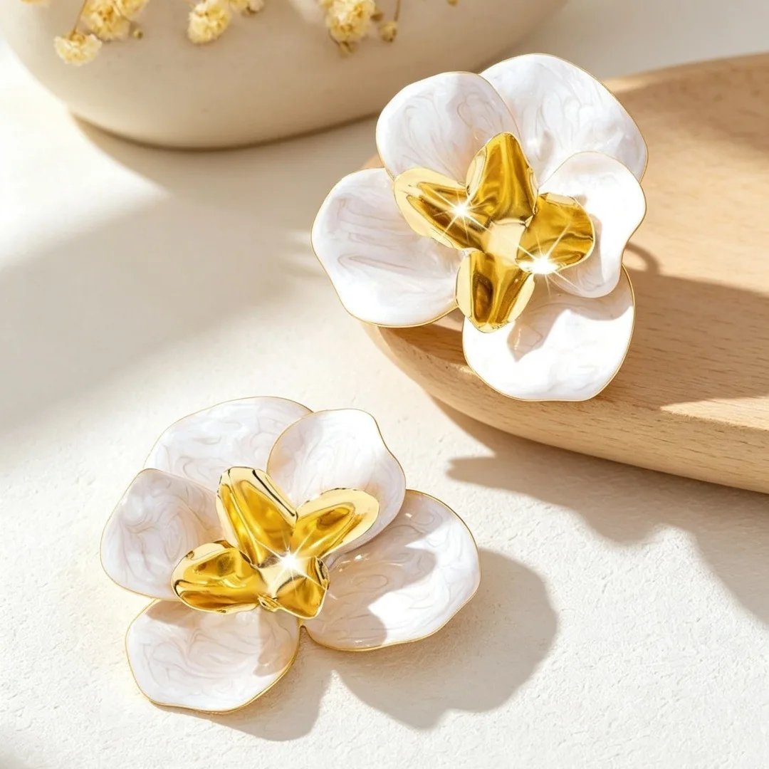 Fashion Dripping Flower Lady Temperament Personality Exaggerated Ear Accessories Fashion Jewelry Holiday Party Gift OL EE034