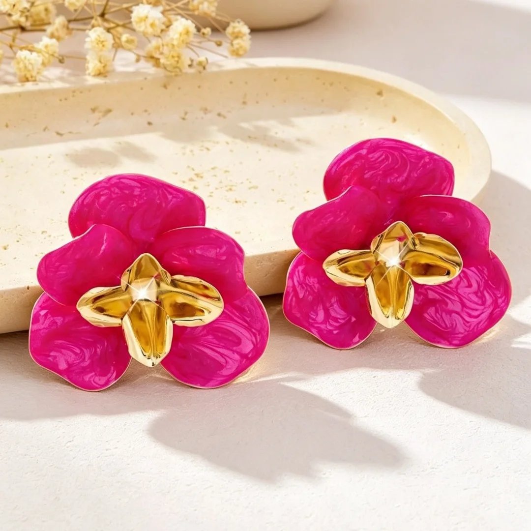 Fashion Dripping Flower Lady Temperament Personality Exaggerated Ear Accessories Fashion Jewelry Holiday Party Gift OL EE034