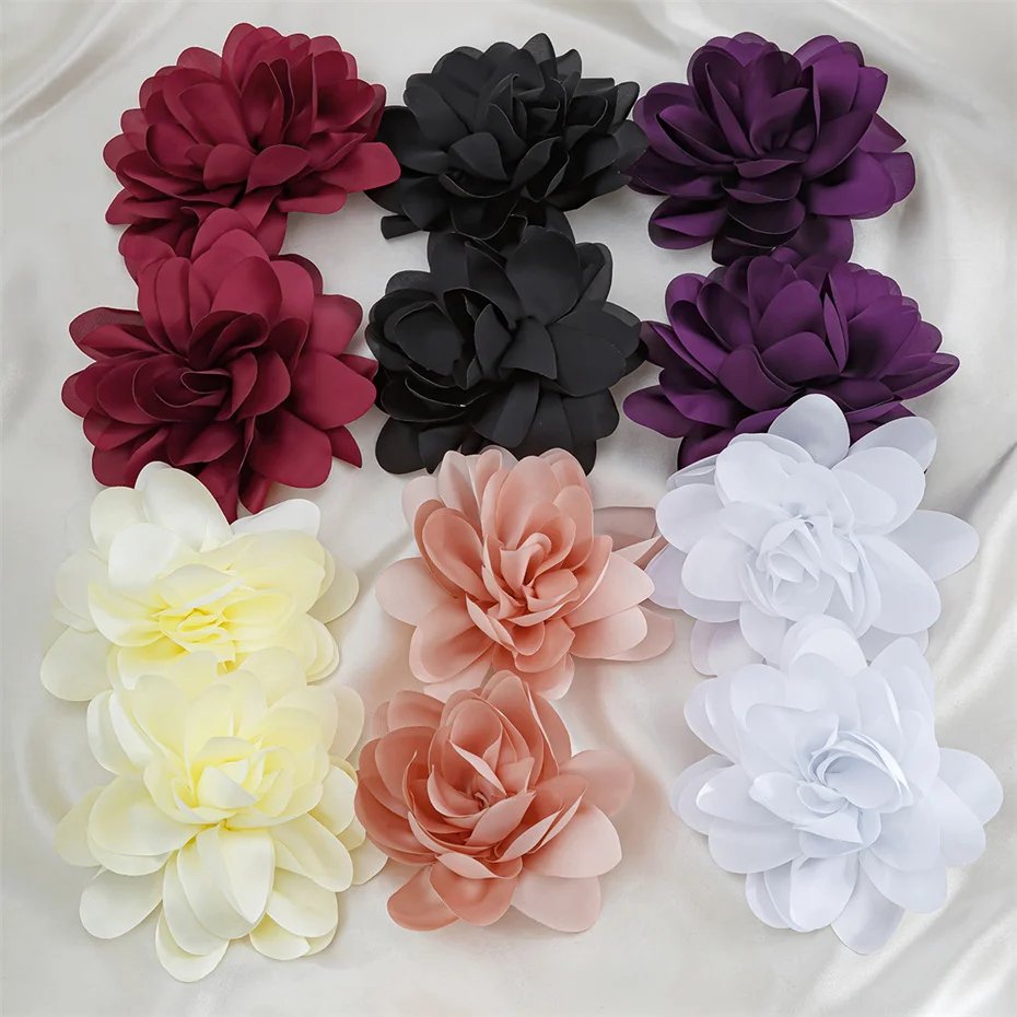 Exaggerated Big Silks Satins Flower Stud Earrings Women Elegant Petal Fluffy Fabric Pierced Earring Y2K Jewelry Wed Accessories