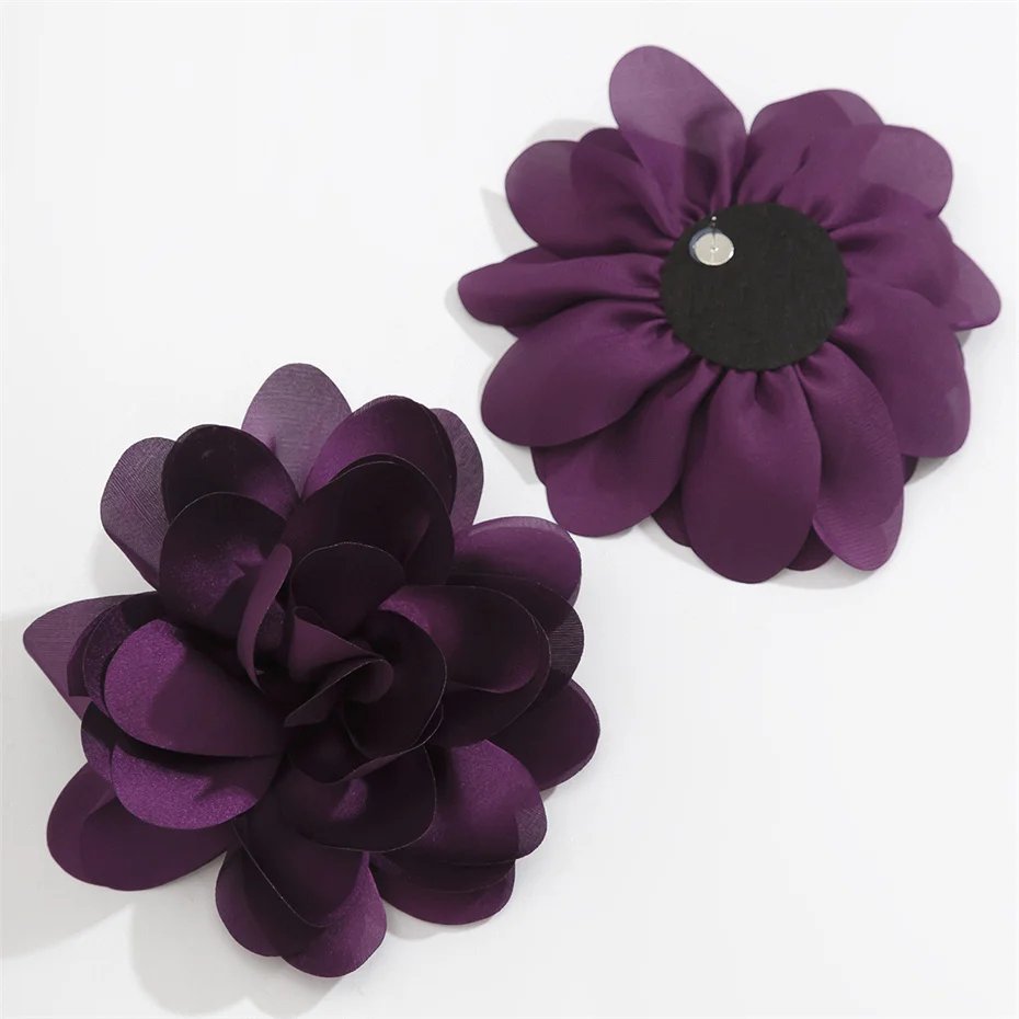 Exaggerated Big Silks Satins Flower Stud Earrings Women Elegant Petal Fluffy Fabric Pierced Earring Y2K Jewelry Wed Accessories