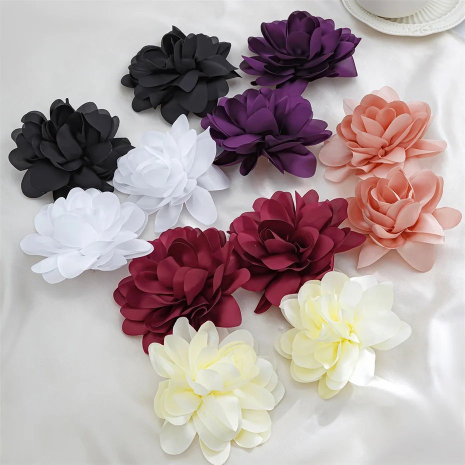 Exaggerated Big Silks Satins Flower Stud Earrings Women Elegant Petal Fluffy Fabric Pierced Earring Y2K Jewelry Wed Accessories