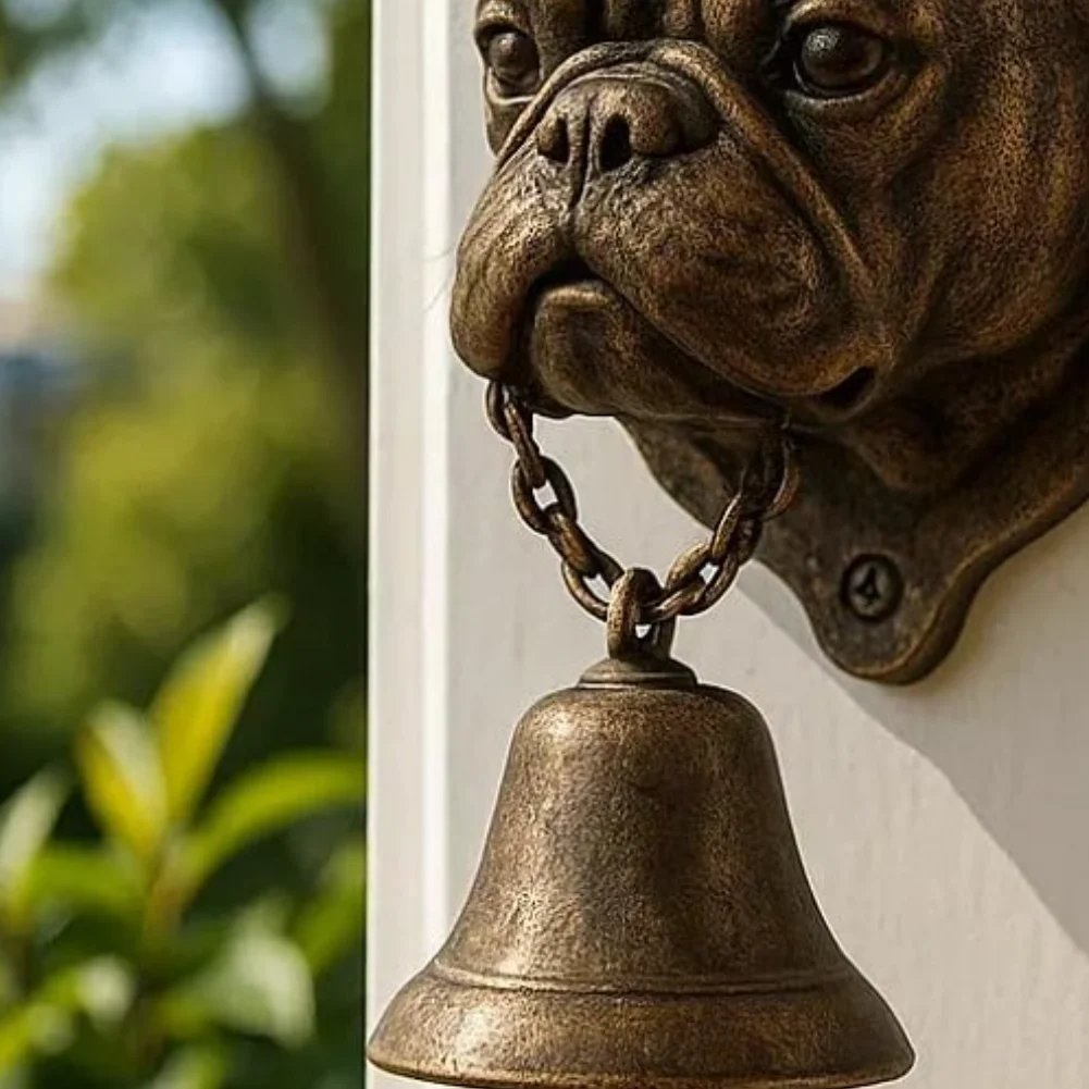 For Courtyard Decoration Animal Series Welcome Doorbell Metal Dog Head Entrance Doorbell Easy Installation Animal Doorbell
