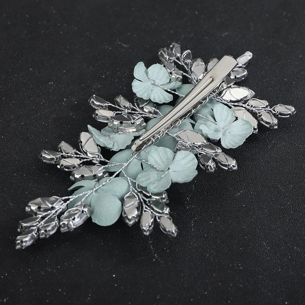 Trendy Rhinestone Flower Bridal Hair Clip Purple Wedding Hair Accessories Party Hair Ornament for Women Headdress Handmade Tiara