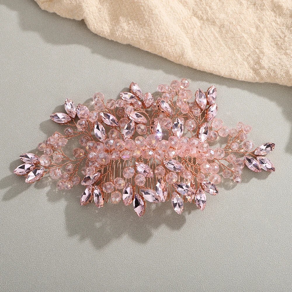 Rhinestone Crystal Hair Comb for Women Bride Handmade Wedding Hair Jewelry Accessories Fashion Party Headpiece Bridal Headwear