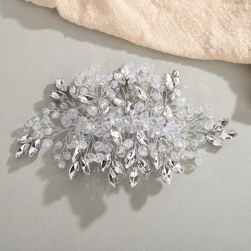 Rhinestone Crystal Hair Comb for Women Bride Handmade Wedding Hair Jewelry Accessories Fashion Party Headpiece Bridal Headwear