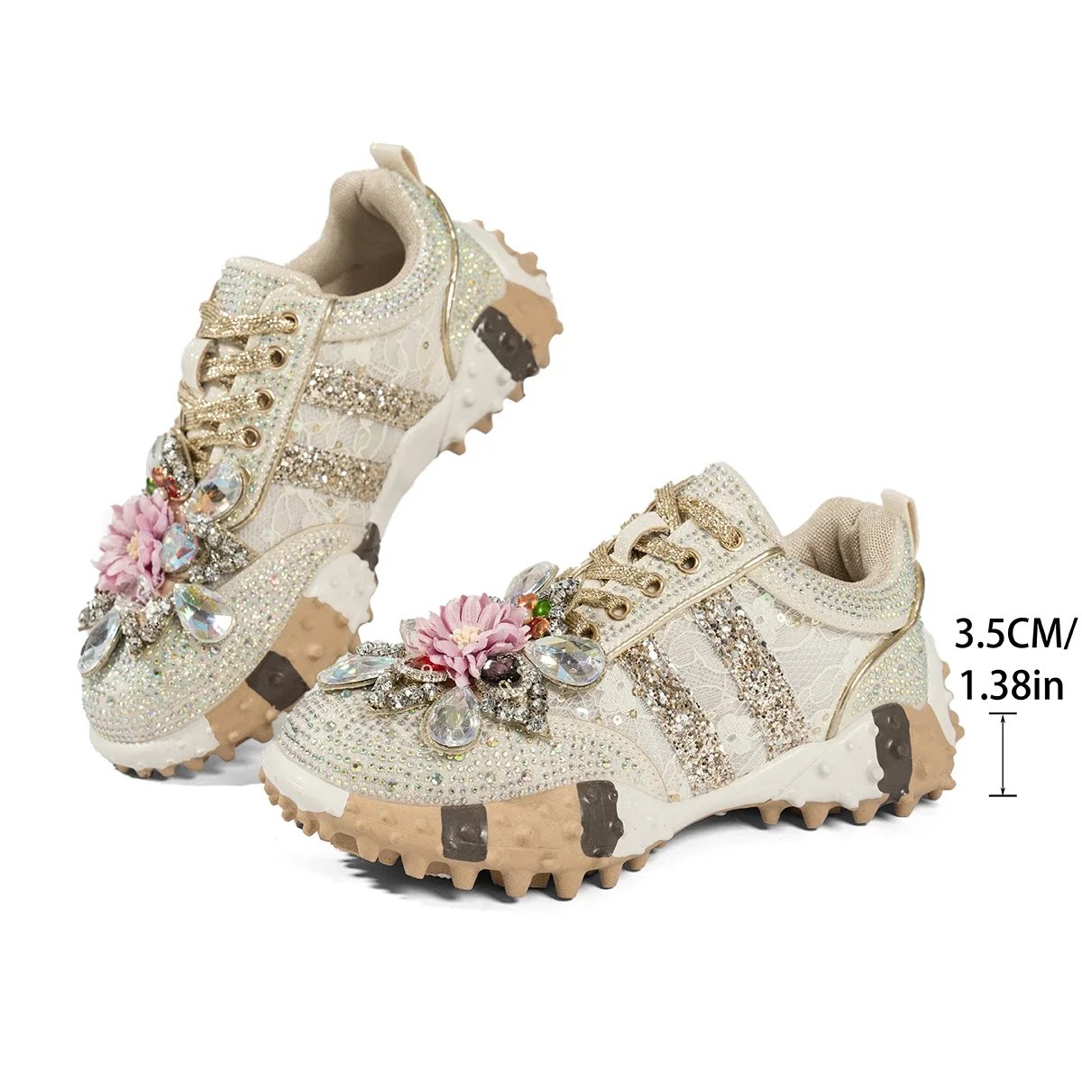 Luxury Platform Sneakers Full Diamond Designer Shoes Versatile Non-slip Water Diamond Casual Skateboard Shoes Zapatos De Mujer
