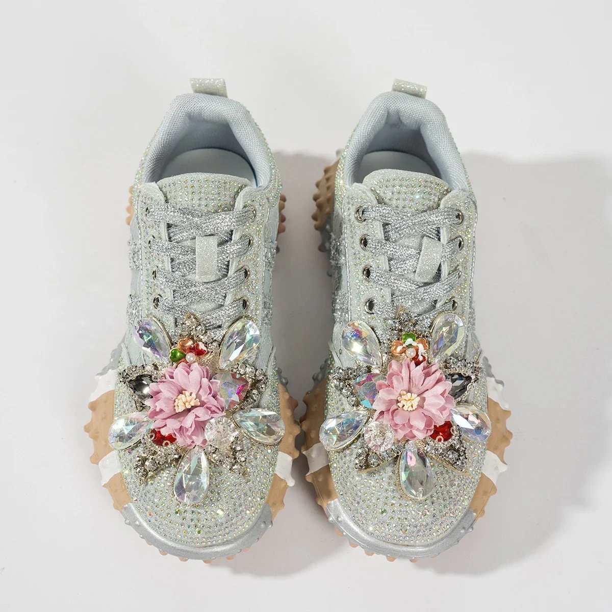 Luxury Platform Sneakers Full Diamond Designer Shoes Versatile Non-slip Water Diamond Casual Skateboard Shoes Zapatos De Mujer