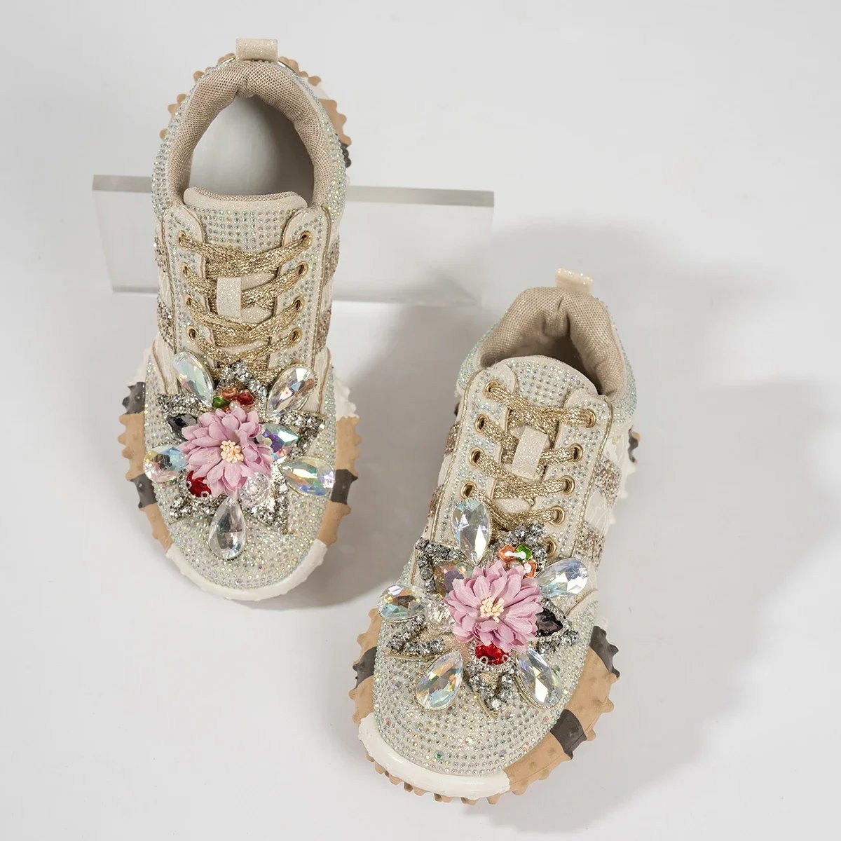 Luxury Platform Sneakers Full Diamond Designer Shoes Versatile Non-slip Water Diamond Casual Skateboard Shoes Zapatos De Mujer