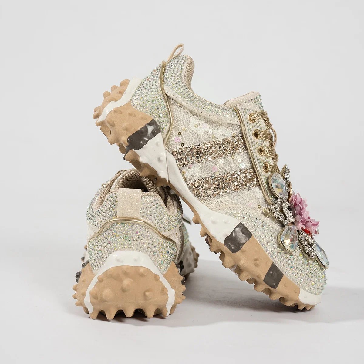 Luxury Platform Sneakers Full Diamond Designer Shoes Versatile Non-slip Water Diamond Casual Skateboard Shoes Zapatos De Mujer